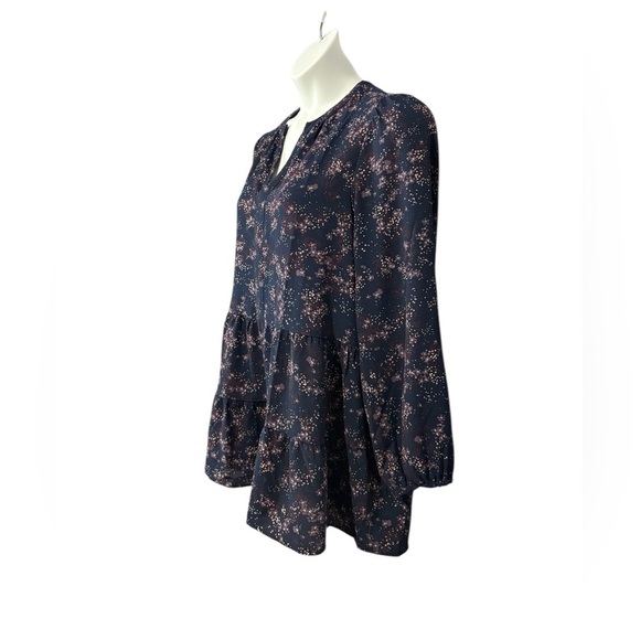 NWOT, Reitmans, Elegant Floral Long-Sleeve Tunic, XL, Navy, Purple, White - Picture 5 of 8